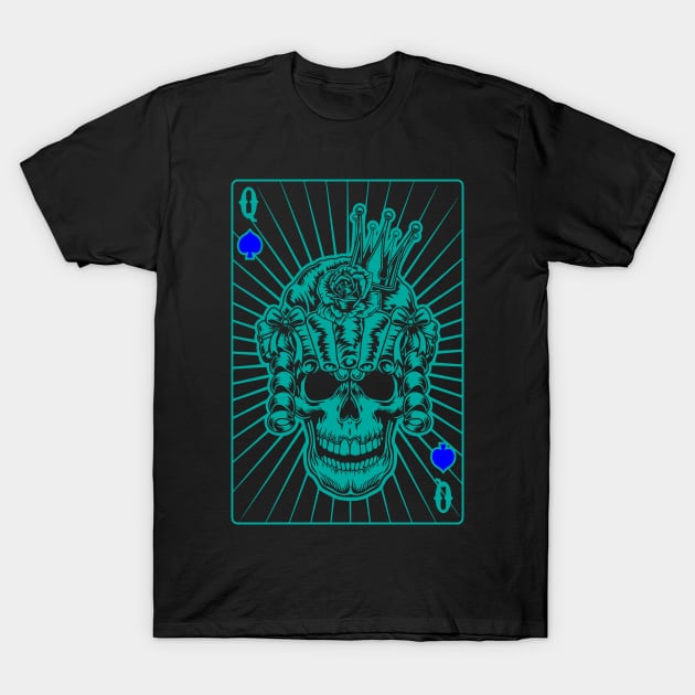 Queen of Spades Green Skull T-Shirt by Ravensdesign